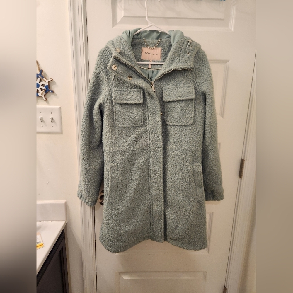 BCBGeneration Women's‎ Boucle Mid-Length Walker Coat Mint Green Size S #R452